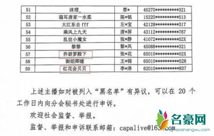 第三批主播黑名单