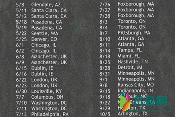 霉霉2019世界巡回演唱会行程表 5-11月泰勒演唱会安排