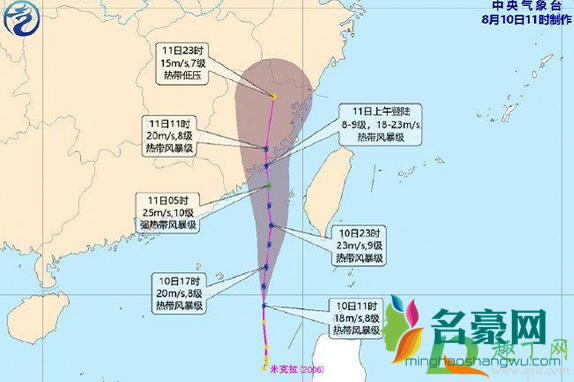 2020年6号台风米克拉几月几号几点几分登陆2