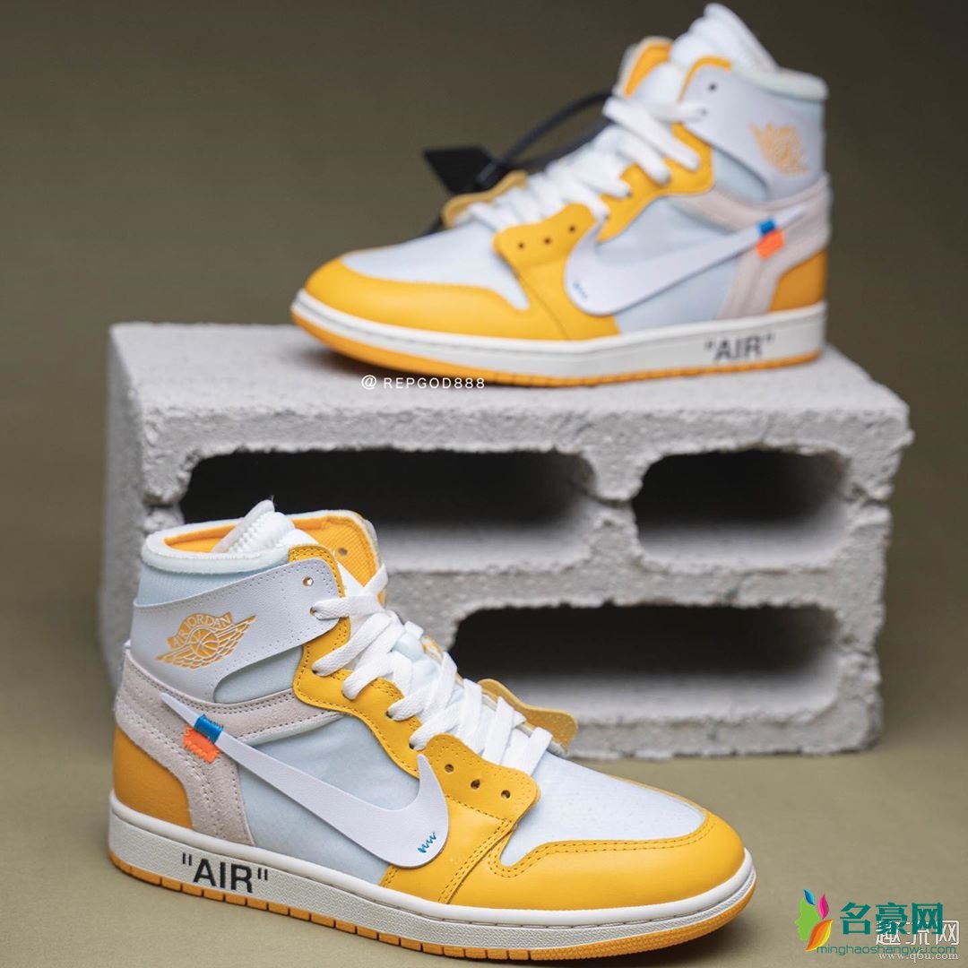 OW x AJ1全新白黄配色上脚 OWAJ1怎么洗