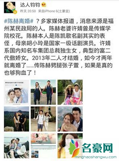 陈赫到底为什么要离婚 陈赫离婚原因传闻