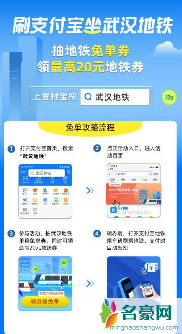 武汉支付宝地铁免单券在哪领20212
