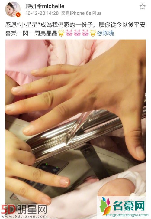 陈晓陈妍希儿子五个月 第一次晒儿子背面照