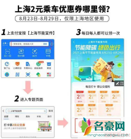上海公交支付宝2元乘车优惠券怎么领20212