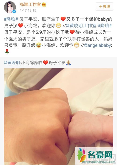 Angelababy顺利产子 小海绵出生