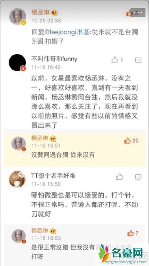 杨丞琳对遭网络霸凌表态 曾数度澄清非台独