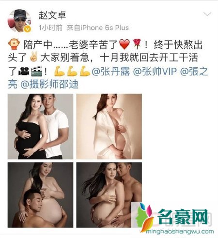 赵文卓老婆三胎九月降生 大尺度孕照惊呆众人