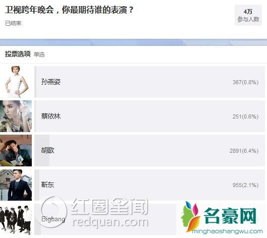 新浪综艺跨年最喜爱明星投票