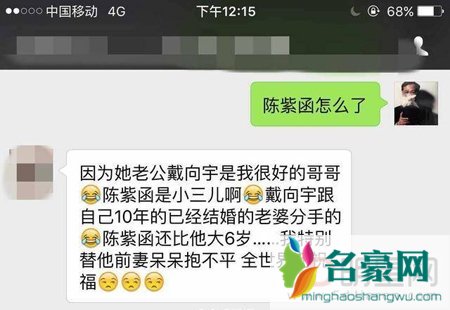 陈紫函结婚两个月 原来是小三插足比男方大六岁